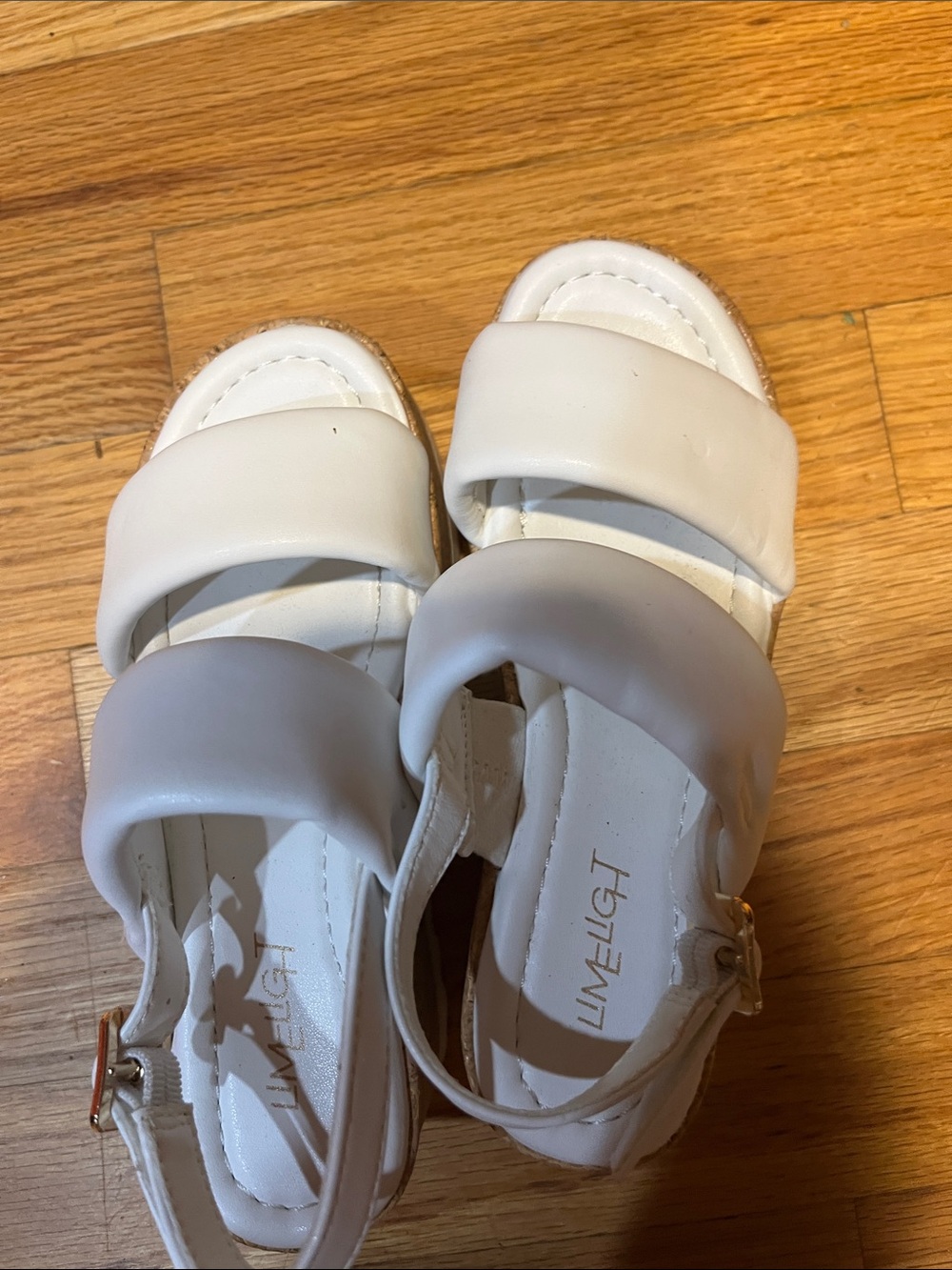 Limelight White Kids Double-Strap Sandals with Ankle Buckle